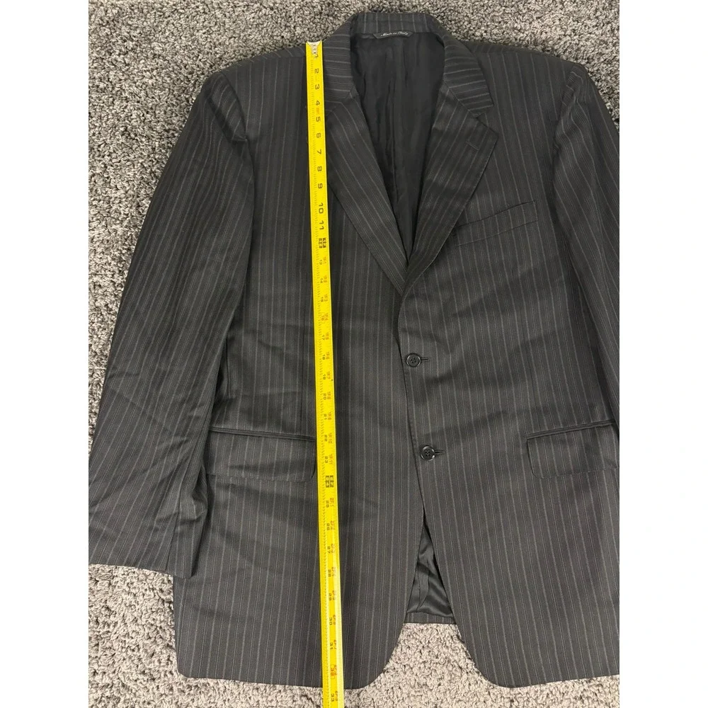 Canali Saks Fifth Avenue Mens Charcoal Gray Pinstripe Pure Wool Suit 54R Italy